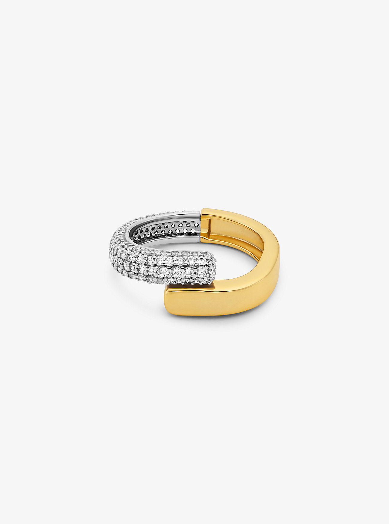 Ring i sterlingsølv belagt med edelmetall og pavé – tofarget
