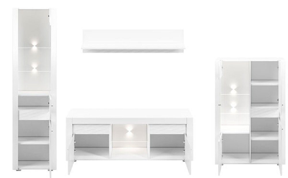 Feldmann-Wohnen Wohnwand ARKO, (Set, 1 Lowboard + 2 Vitrinen + 1 Wandregal), Gesamtmaße B/T/H: 285 cm x 42 cm x 201 cm