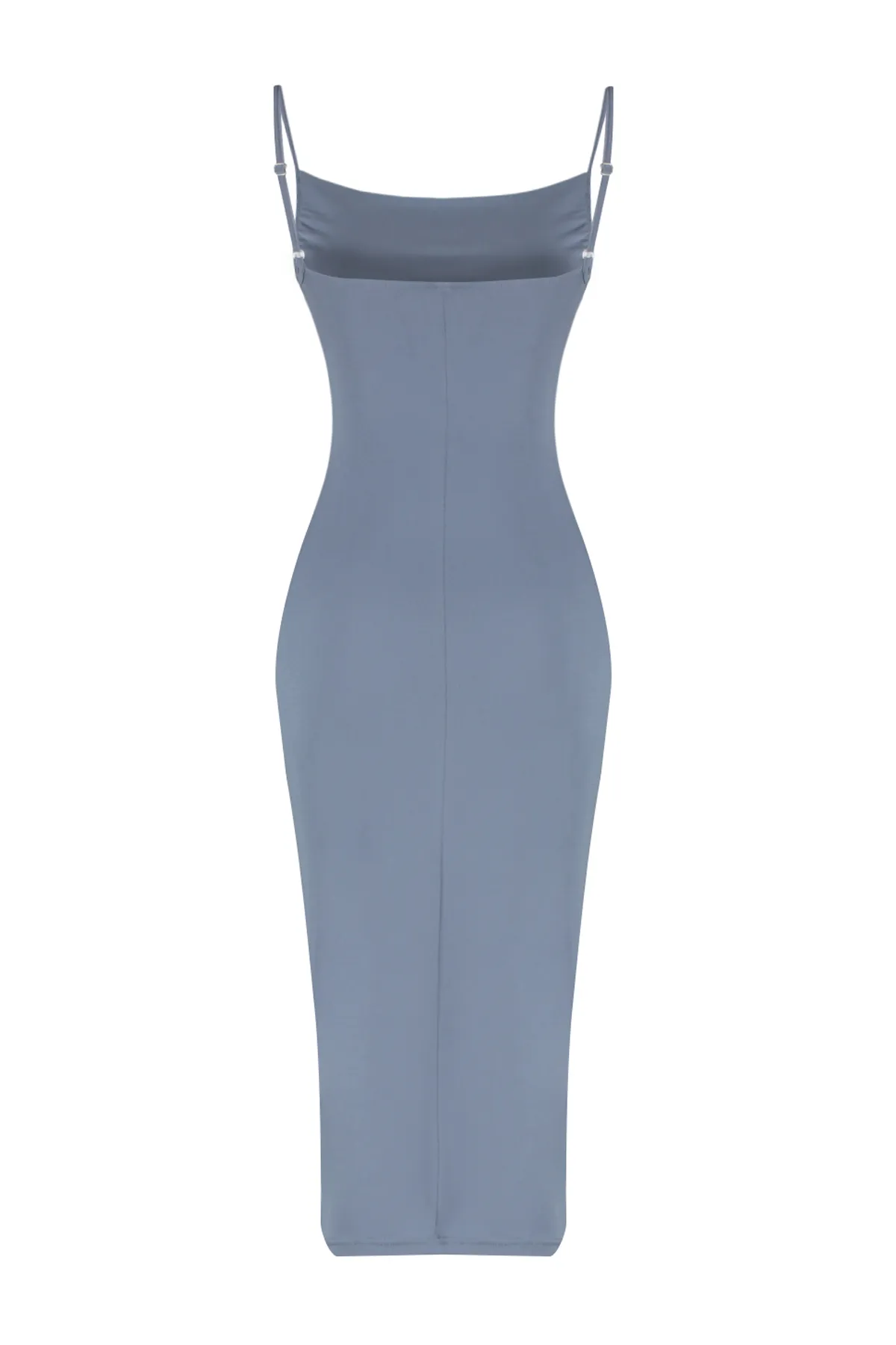 Trendyol Collection  Helles Anthrazit, figurbetontes Midi-Strickkleid mit Degaje-Kragen, flexiblem Strick TWOSS19AD0020