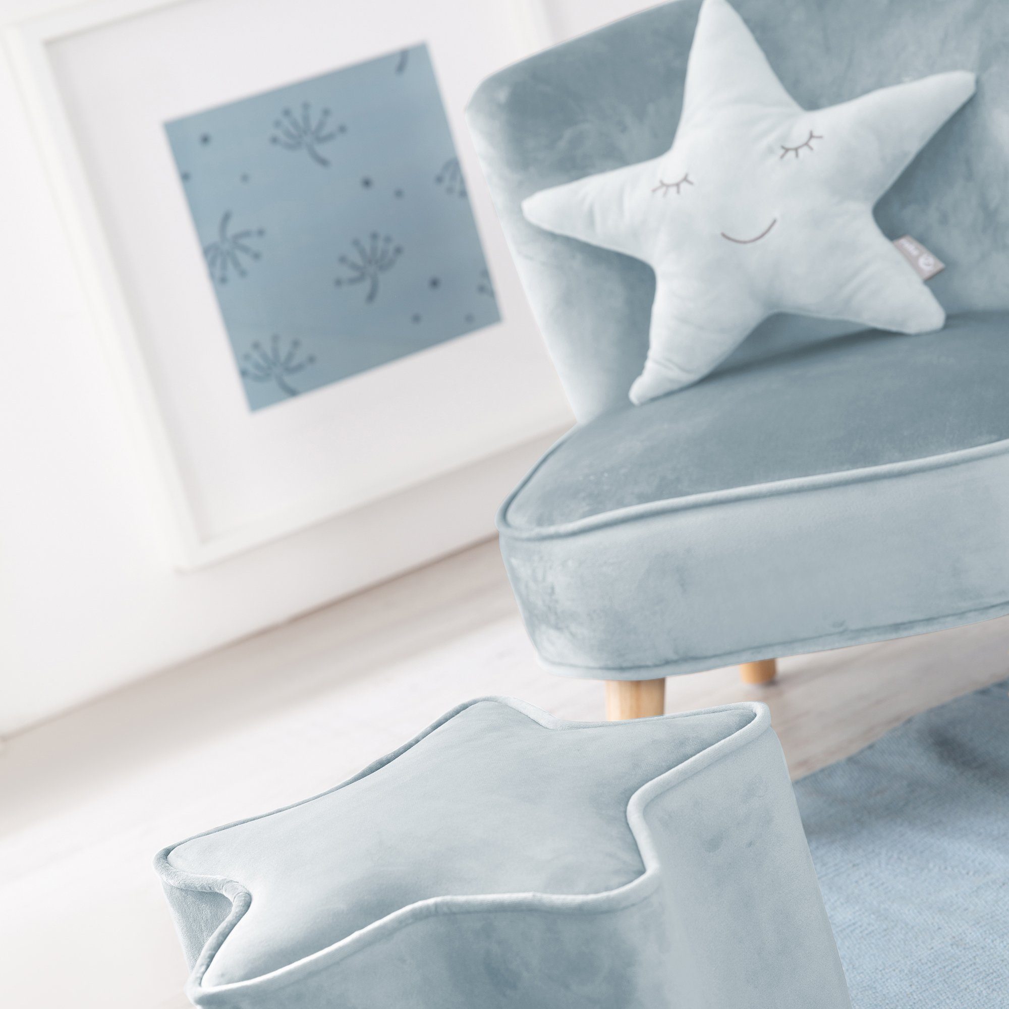 roba® Kindersitzgruppe Lil Sofa, (Set, 3-tlg), bestehend aus Kindersofa, Kinderhocker und Dekokissen in Sternform