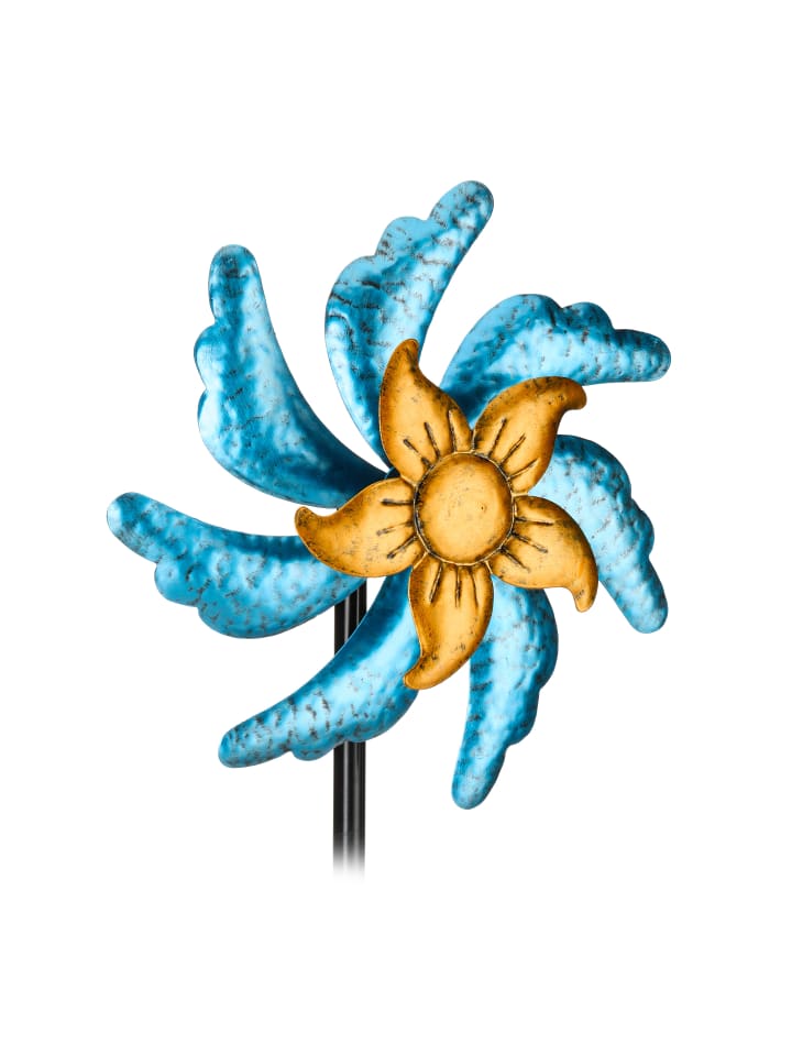 relaxdays Windrad in Blau/ Gold - (B)30 x (H)120 x (T)12,5 cm günstig kaufen onesize