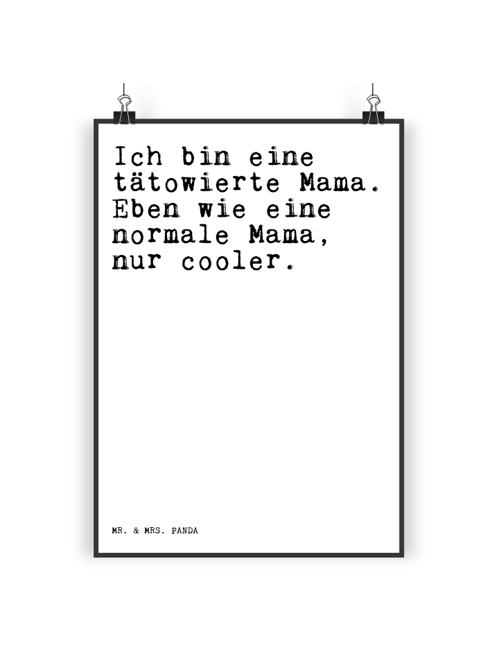 Mr. & Mrs. Panda Poster Ich bin eine tätowierte... mit Spruch in Weiß günstig kaufen