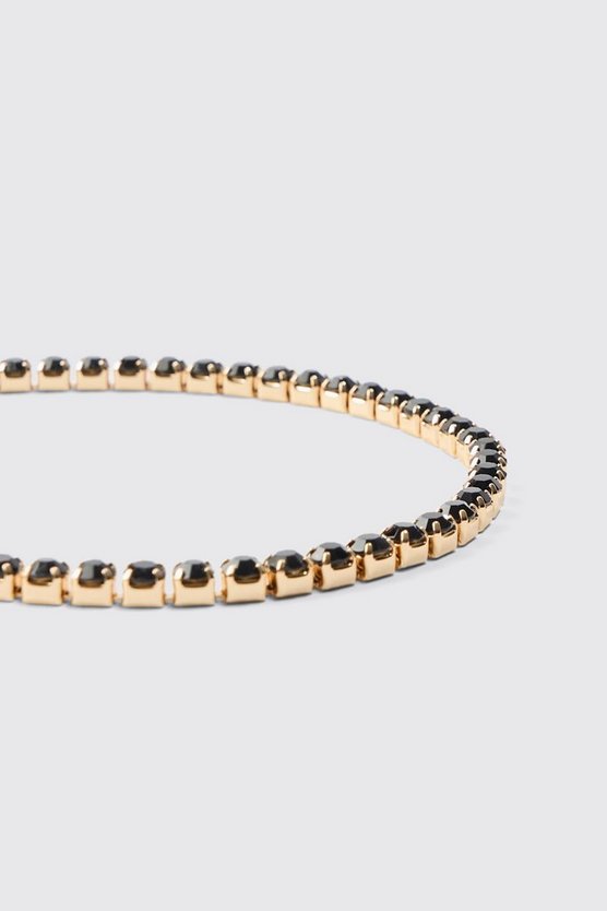 Armband mit Strass und Kontrast-Steinen in Schwarz