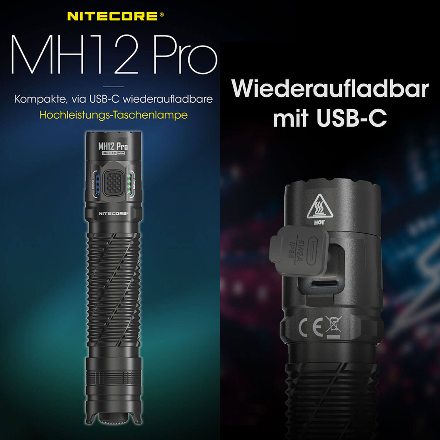 LED Taschenlampe MH12 Pro - 3300 Lumen, UHi 40 LED