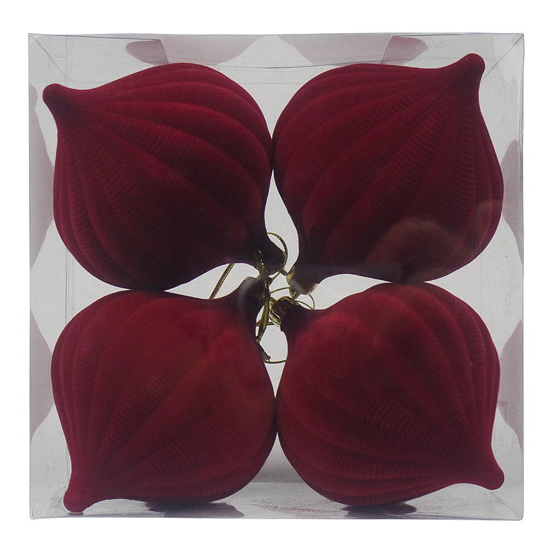Home Julekule 4-pk 10 cm velur dråpe