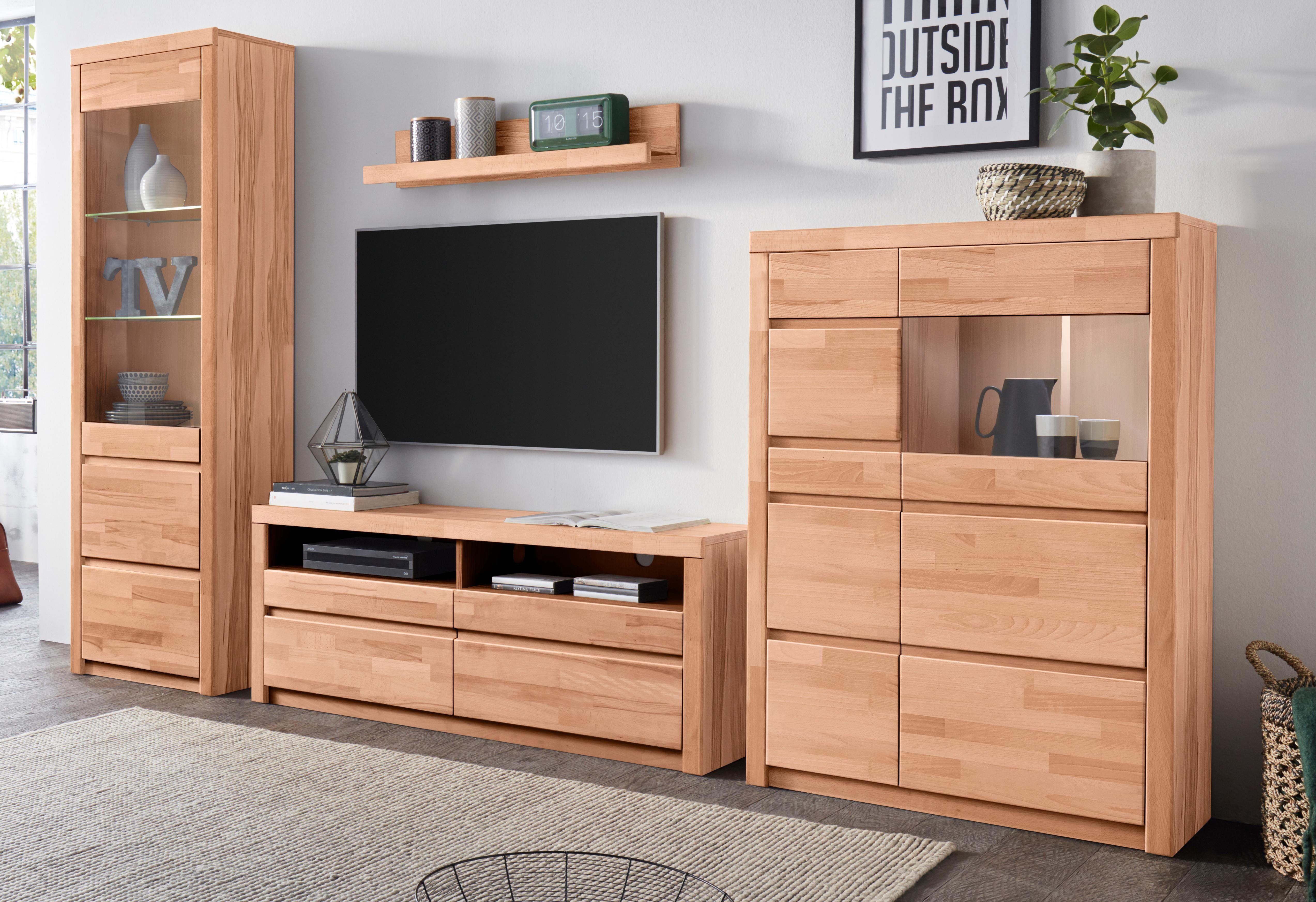 Woltra Wohnwand Silkeborg, (Set, 4-St), teilmassives Holz