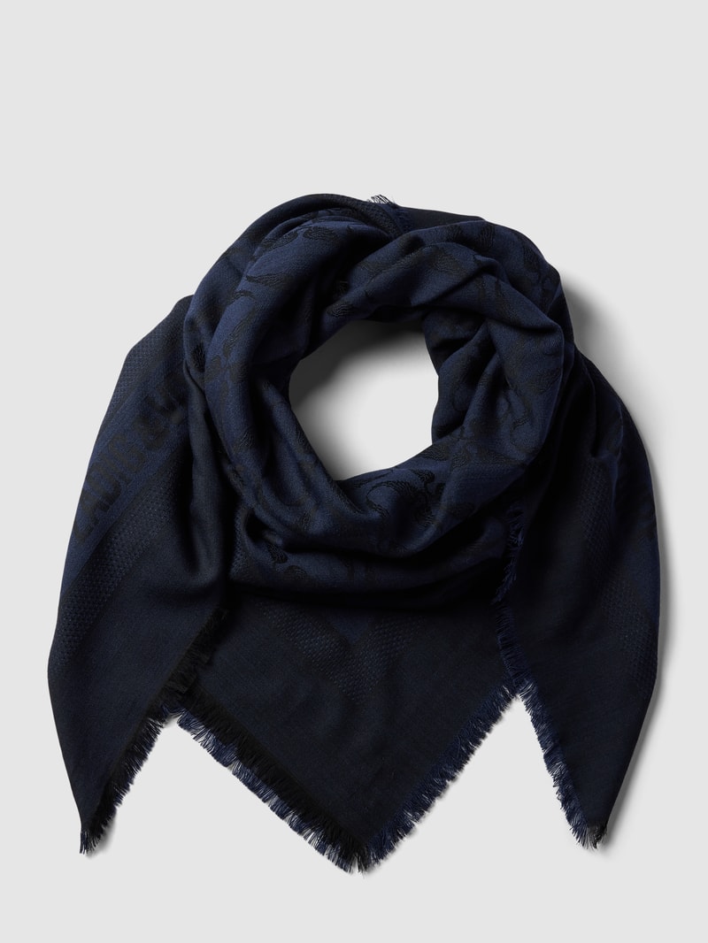Schal mit Woll-Anteil Modell 'GLENN ROCK JACQUARD' in dunkelblau