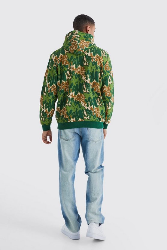 Man Camouflage Hoodie mit Print