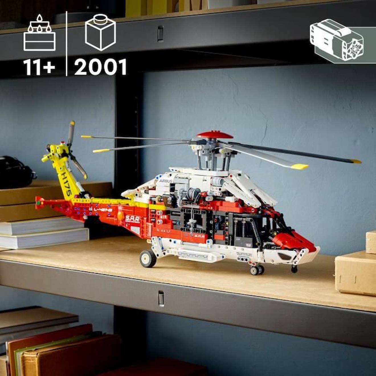 LEGO 42145 Technic L’Hélicoptère de Secours Airbus H175, Jouet Hélicoptère, Maquette Éducative, Modélisme, Enfants Dès 11 Ans rouge