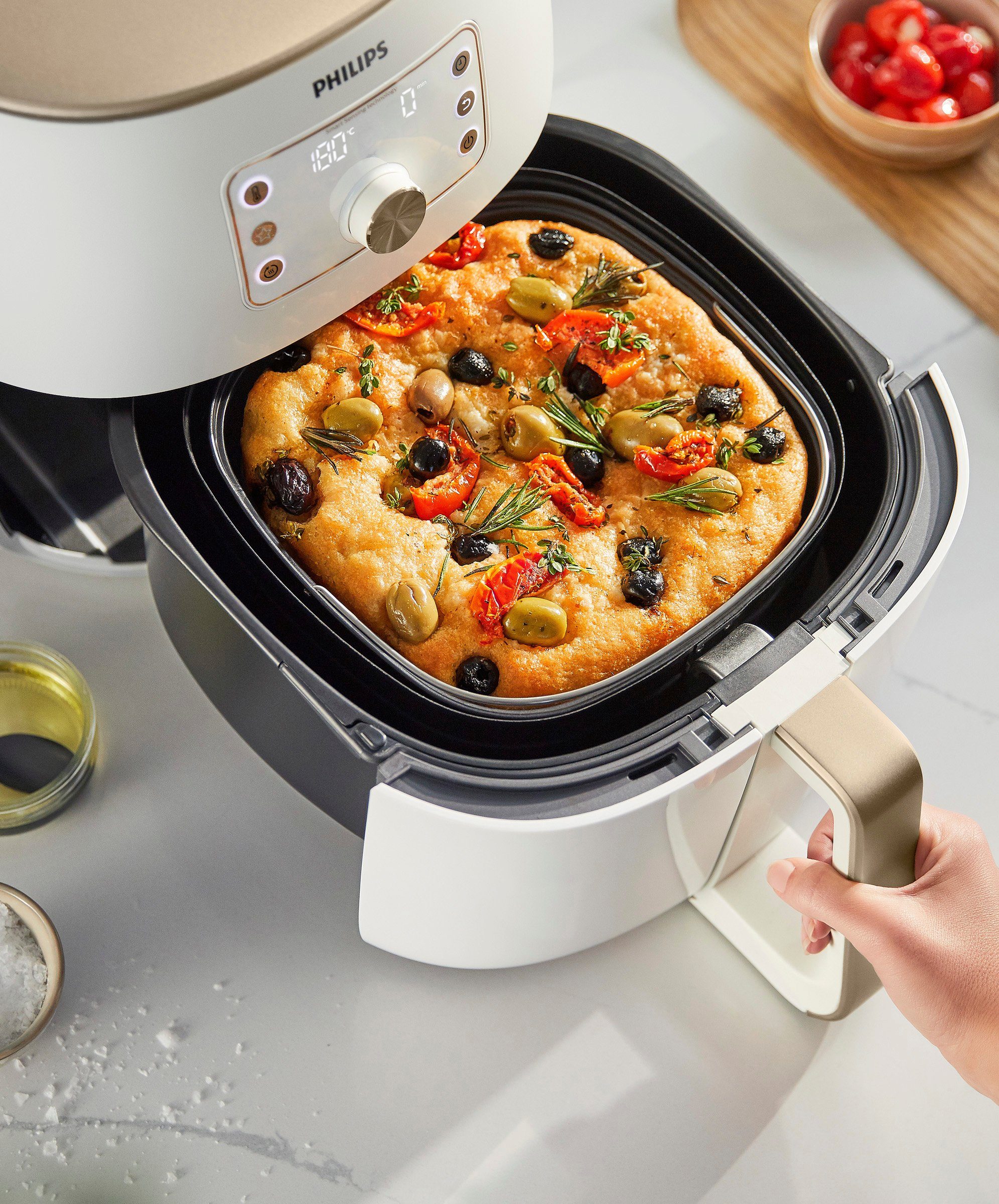 Philips Heißluftfritteuse HD9870/20 Airfryer Premium XXL, 2225 W, Smart Sensing Technologie Fassungsvermögen 1,4kg, weiß