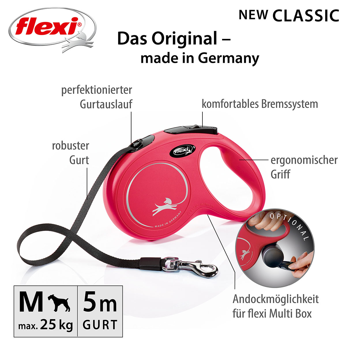 flexi New Classic Gurtleine rot günstig kaufen bei ZooRoyal