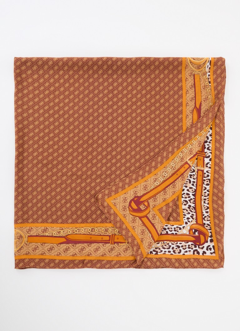 Eșarfă GUESS Noelle keffiyeh cu logo imprimat, 130 x 130 cm