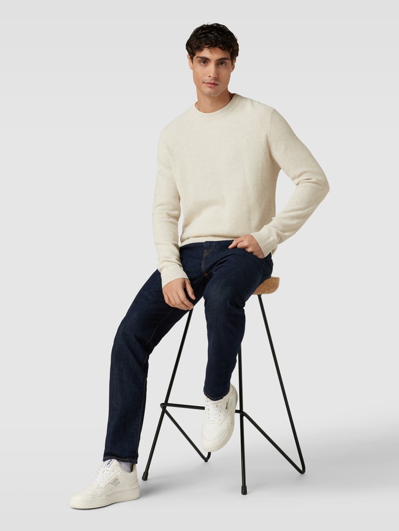 Strickpullover mit Strukturmuster in offwhite