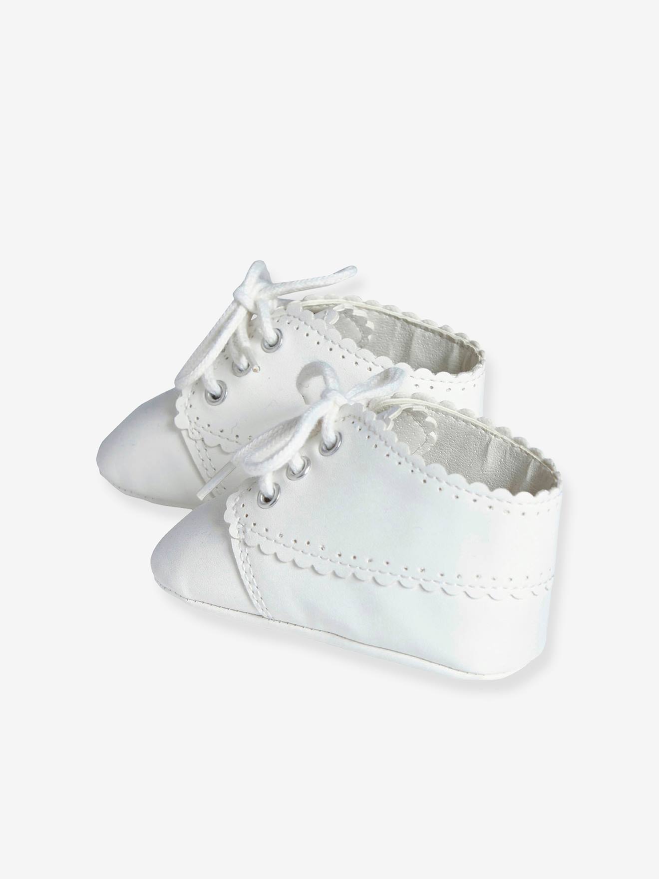 Bottillons souples bébé à lacets nouveau né blanc