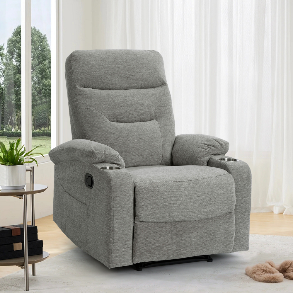 Happy Home Happy Home verstellbarer Relaxsessel mit 2 Getränkehaltern hellgrau