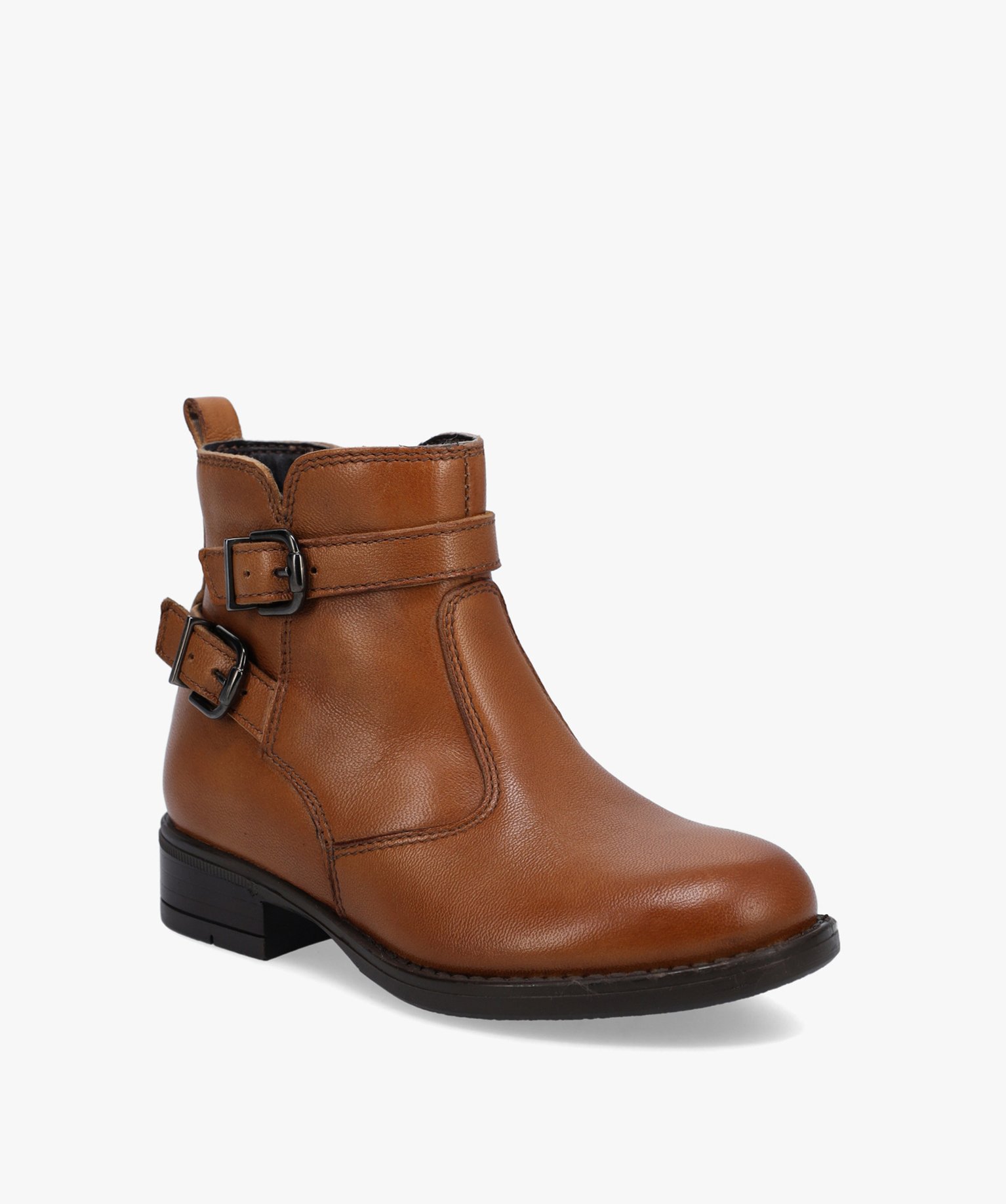 Boots fille unies style cavalière dessus cuir - Tanéo camel | GEMO