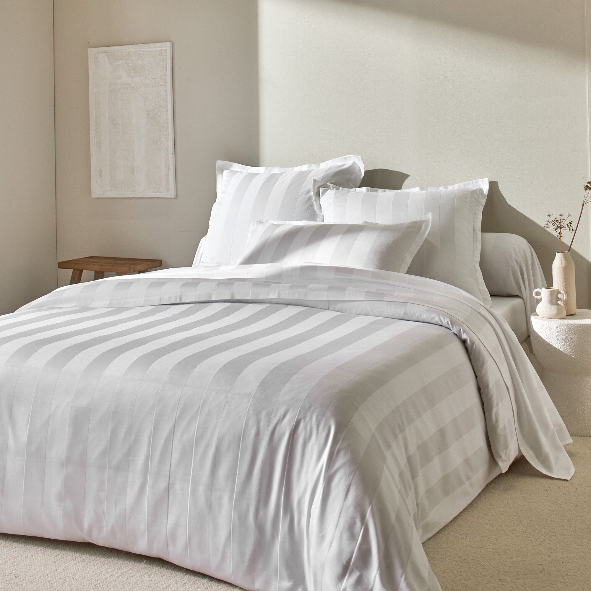Linge de lit satin rayé