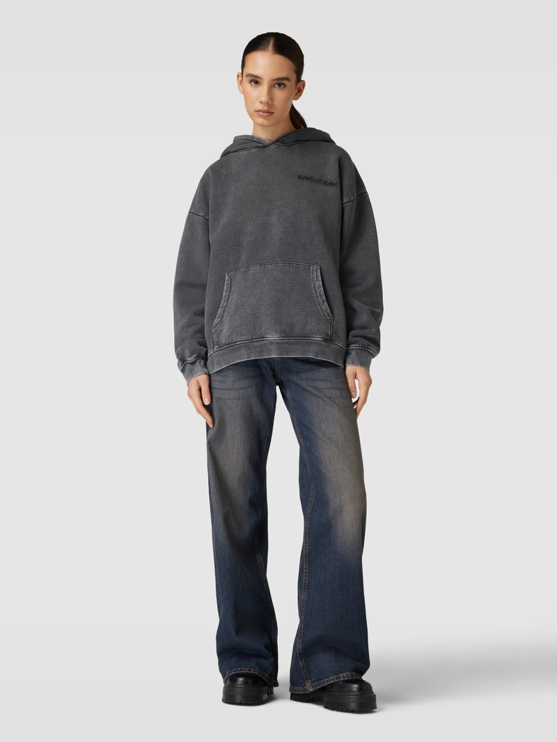 Oversized Hoodie mit Label-Detail Modell 'HONA' in anthrazit