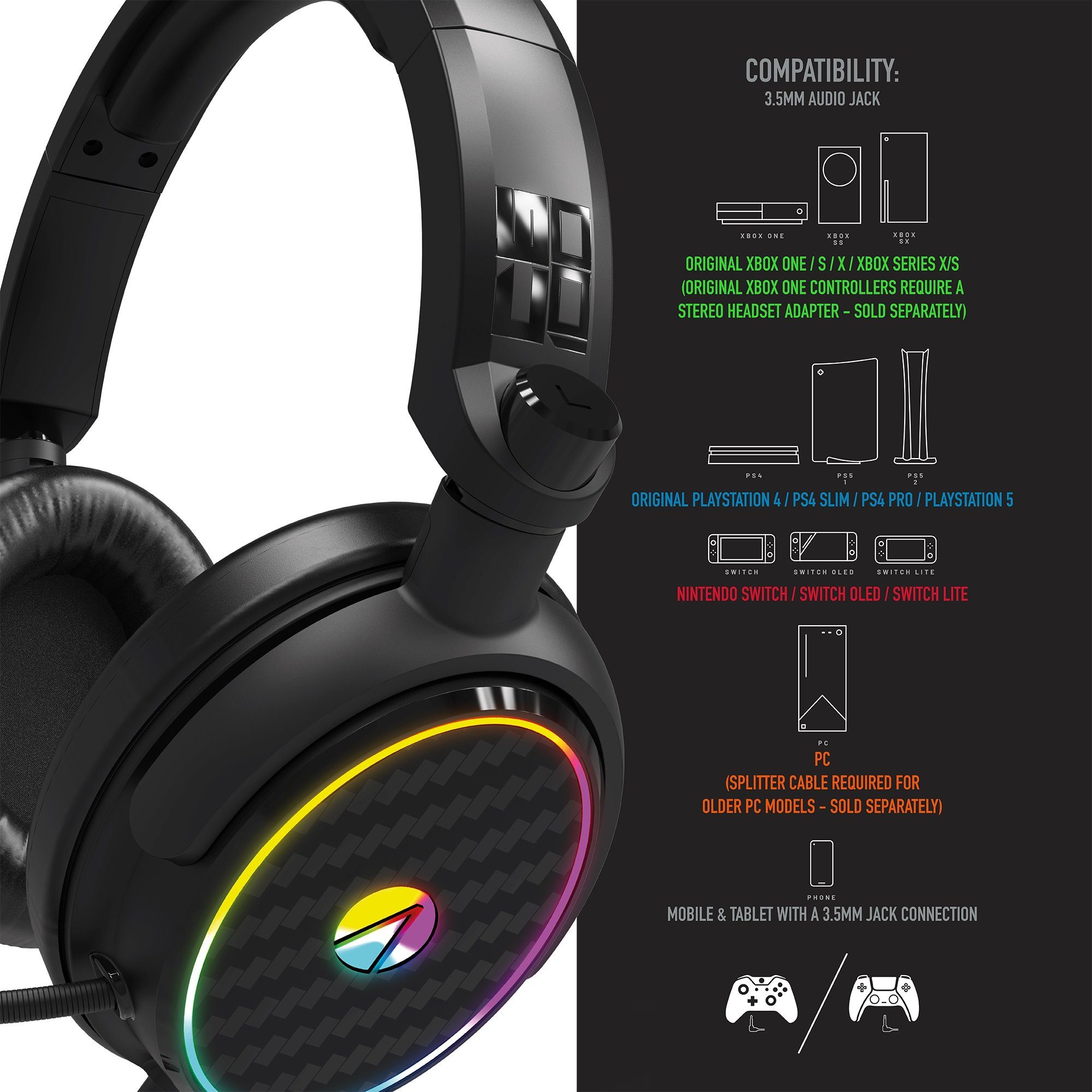 Stealth Stereo Gaming Headset C6-100 mit LED Beleuchtung Gaming-Headset (Plastikfreie Verpackung)