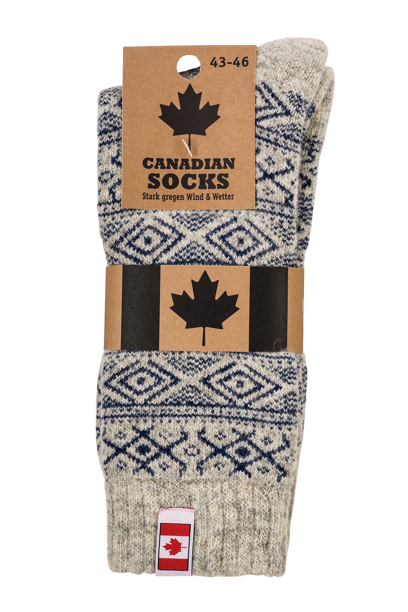 TippTexx 24 Thermosocken 2 Paar Unisex Canadian Socks, THERMO-Wollsocken mit 80% Schafwolle