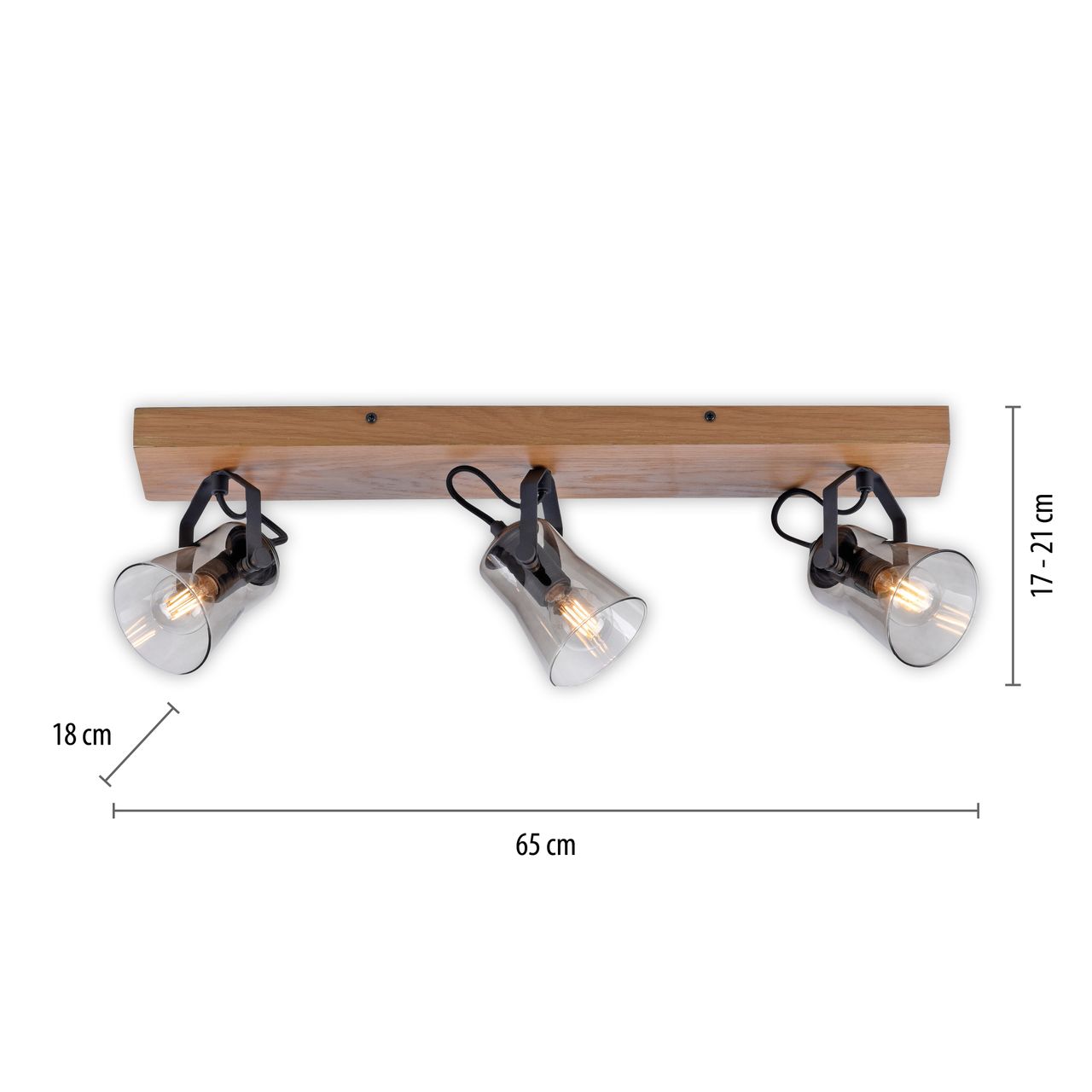 JUST LIGHT JUST LIGHT.  Deckenleuchte GREEN LANGSTRÖM, 3x E14/10Watt max., Holz-natur