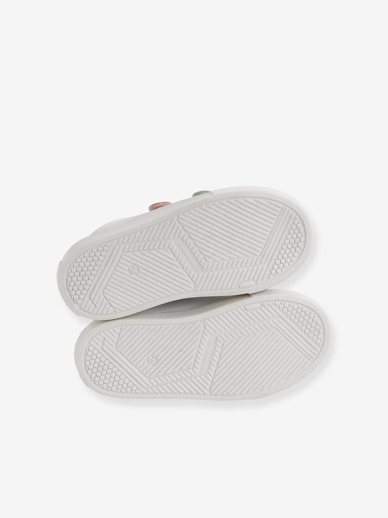 Baskets scratchées filles en cuir blanc
