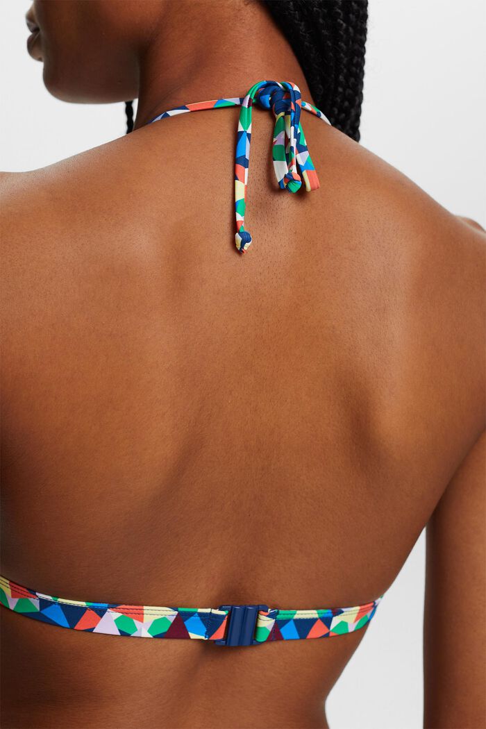 Recycelt: Neckholder-Top wattiert mit Allover-Print
