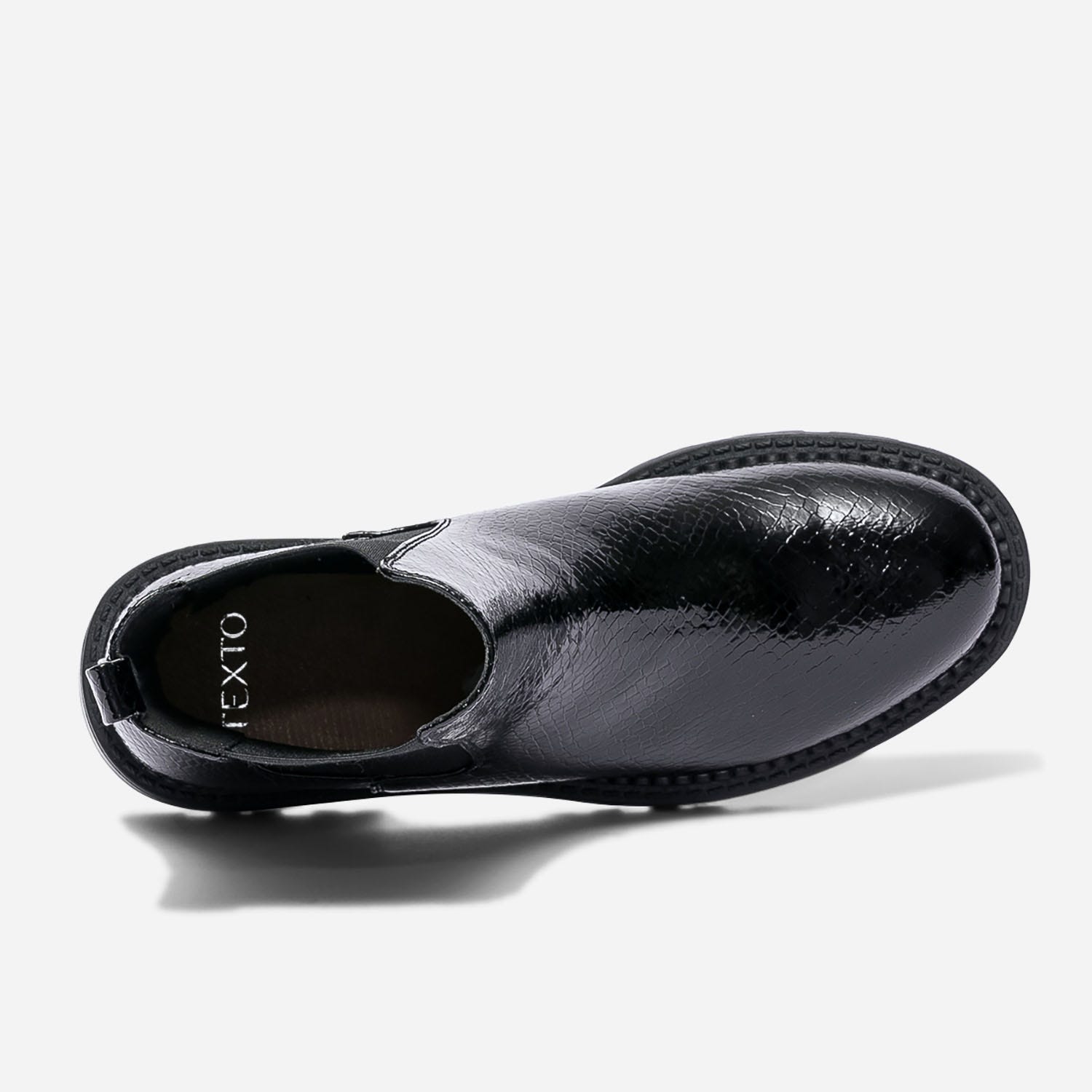 Chelsea boots TEXTO noir verni embossé effet python