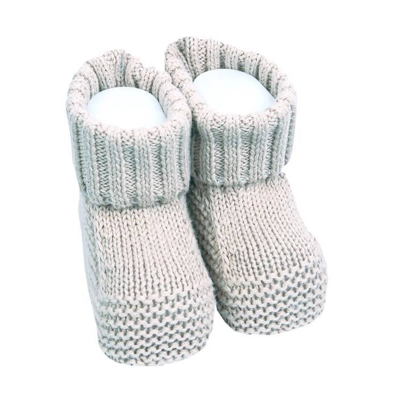 Chaussons bébé en tricot de coton bio rose