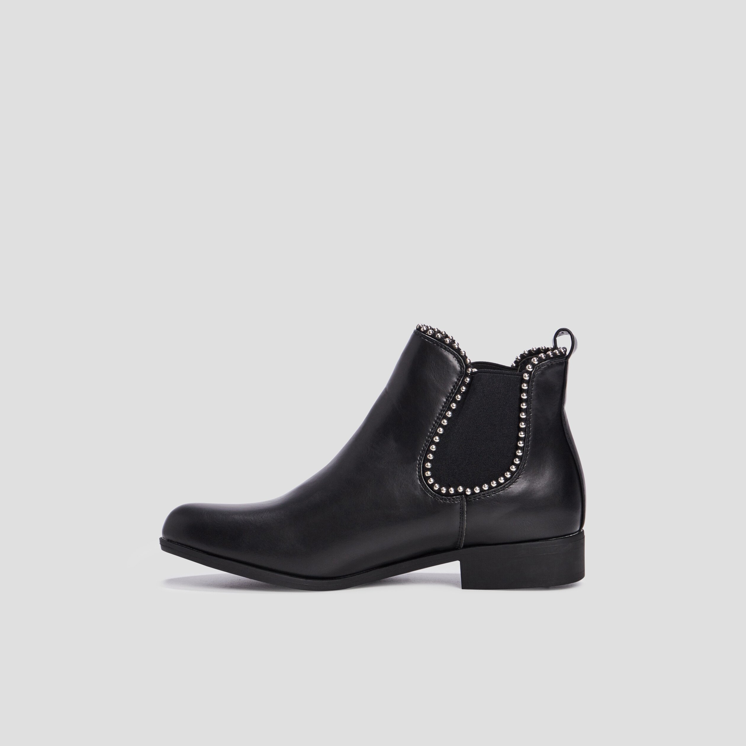 Bottines fourrées chelsea avec clous noir femme | La Halle