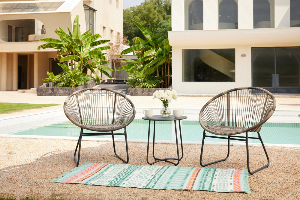 Happy Home Happy Home 3 tlg. Garten Set mit Sitzkissen HGS50-BEI in Rattan braun