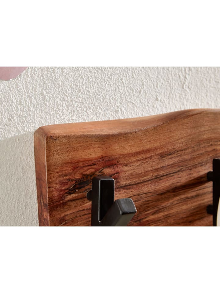KADIMA DESIGN Wandgarderobe, Akazien-Massivholz & Metall, Naturkante, 60x17x9 cm günstig kaufen onesize