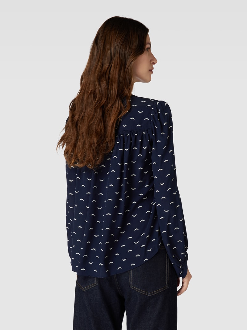 Hemdbluse mit Allover-Muster Modell 'TURIN' in marineblau