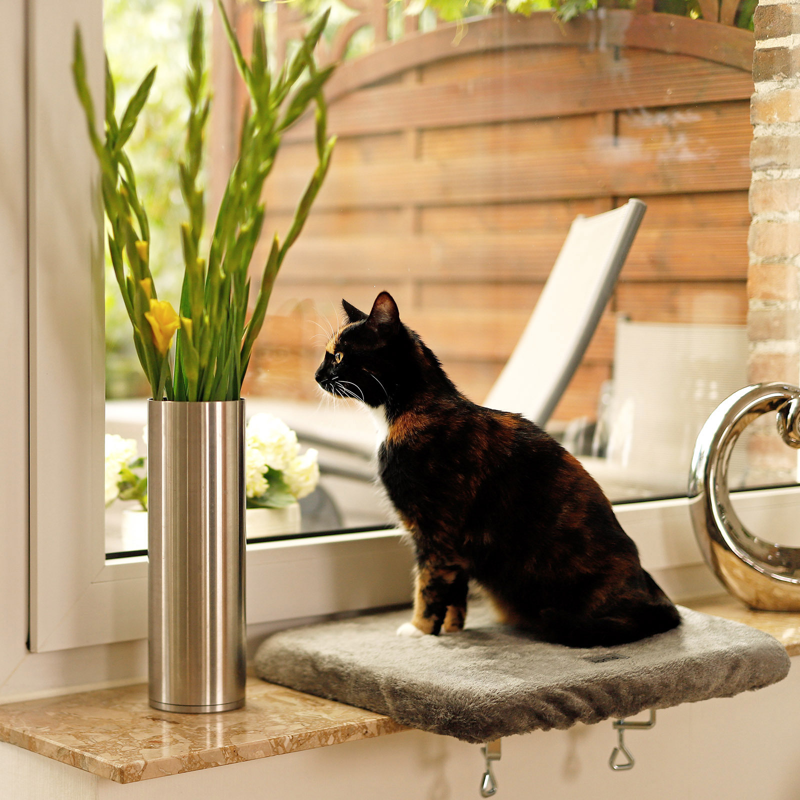 Lionto Katzenhängematten & Fensterliegeplätze Lionto Katzenliege für Fensterbank dunkelgrau