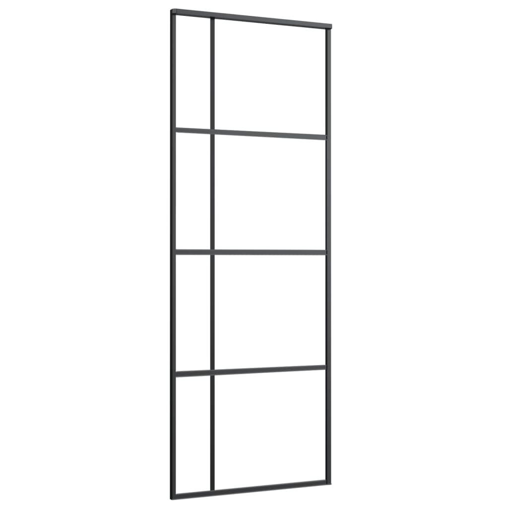 vidaXL Haustür Schiebetür ESG-Glas und Aluminium 76x205 cm Schwarz (1-St)