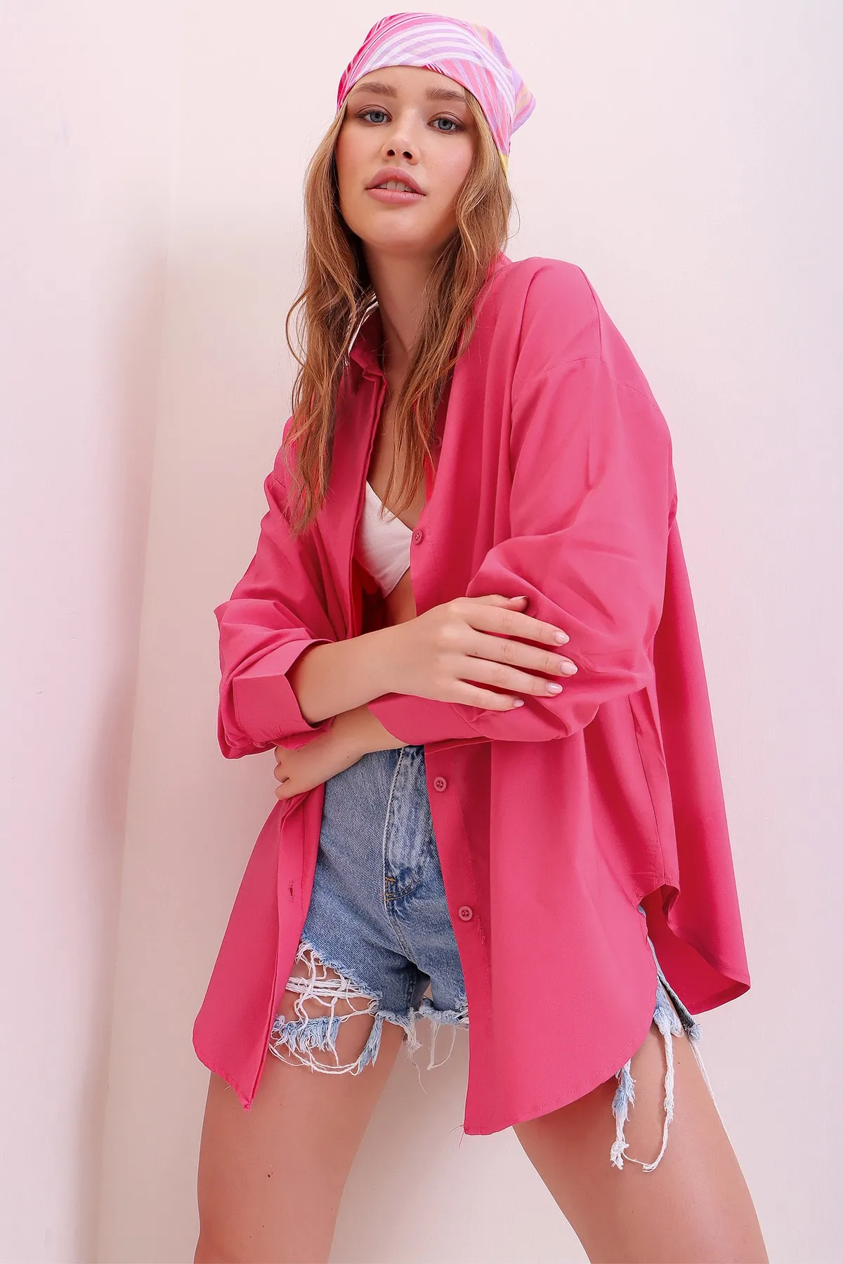 Trend Alaçatı Stili  Hemd - Rosa - Relaxed Fit