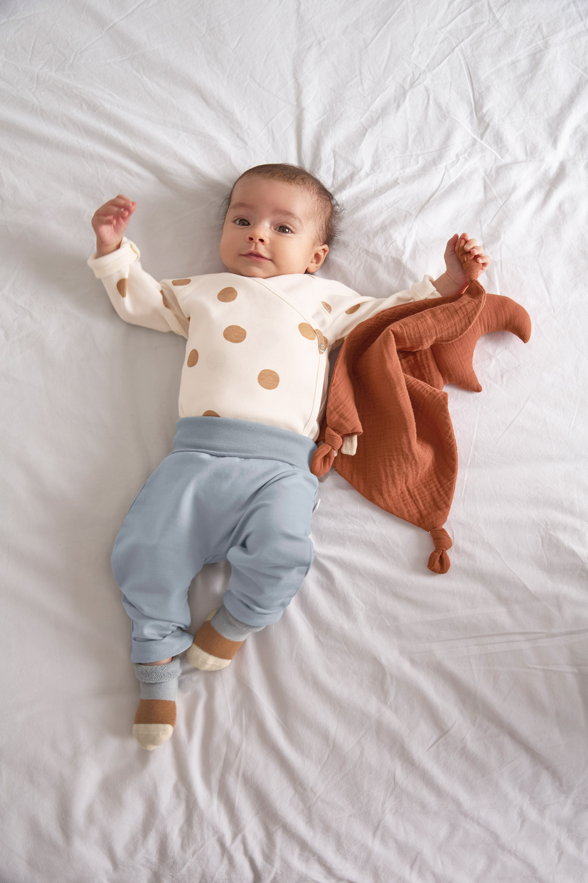 Baby Body kurzarm - Bio Baumwolle, Punkte, Weiß