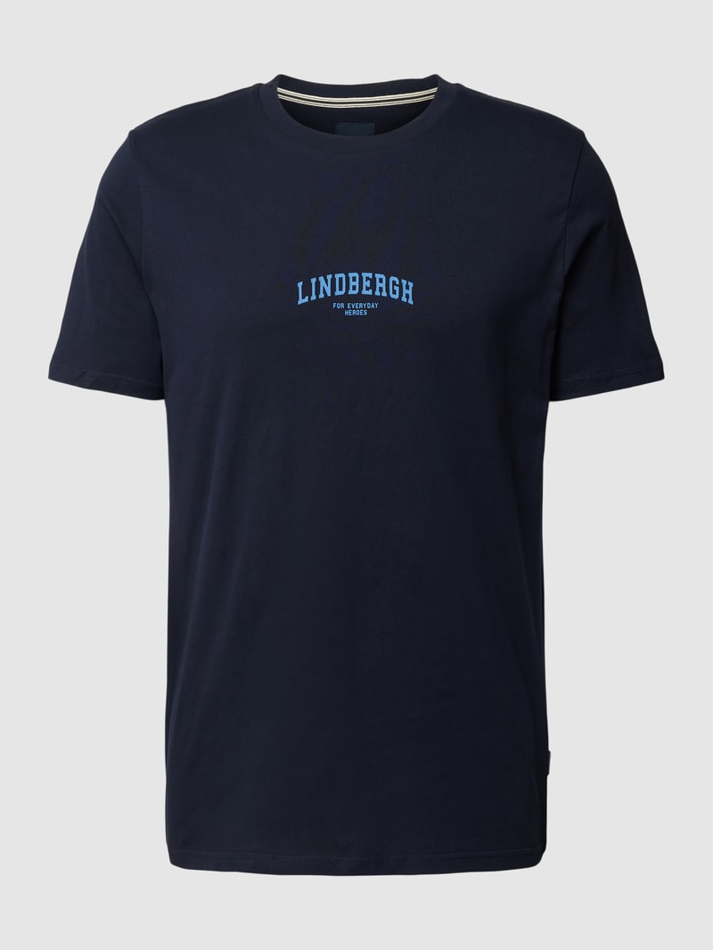 T-Shirt mit Label-Print und Rundhalsausschnitt in marineblau