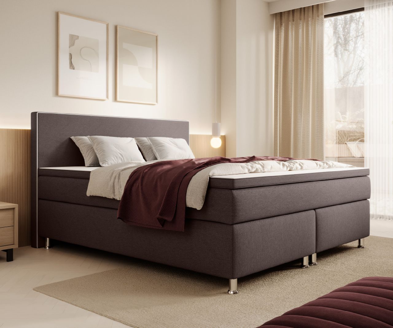 IHG Boxspringbett Gent 180x200cm Braun Taschenfederkern