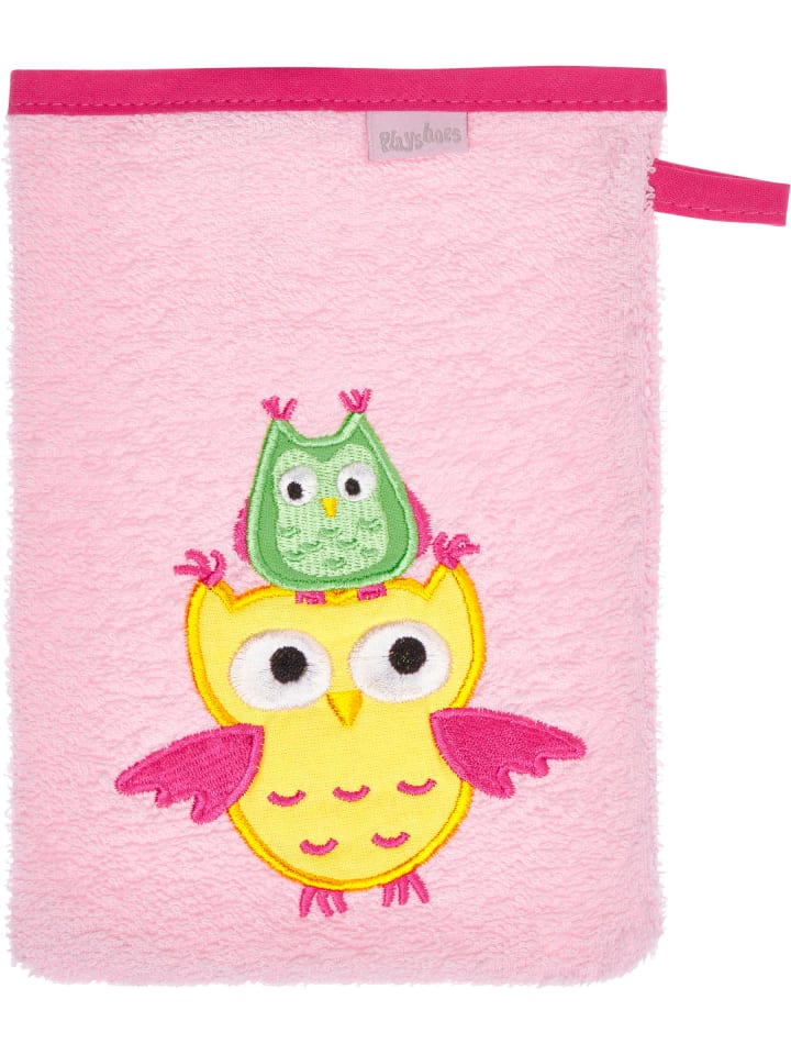 Playshoes Frottee-Waschhandschuh Eule in Rosa günstig kaufen onesize