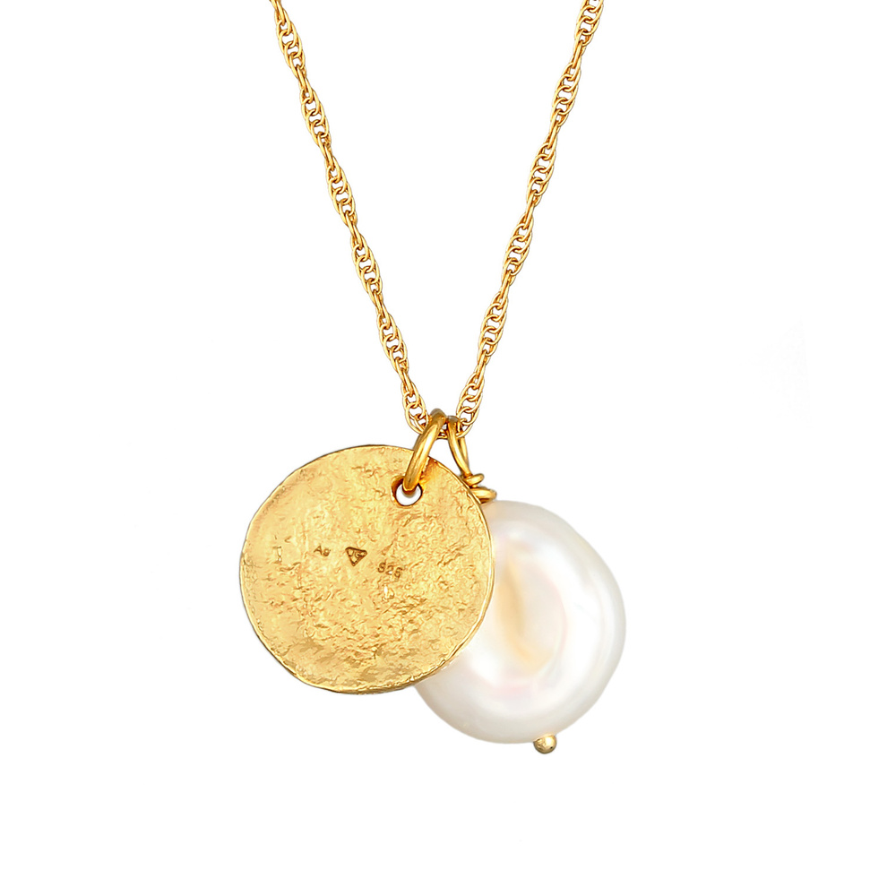 Elli PREMIUM Elli PREMIUM Collier Femmes Pendentif Plaquette Organic avec perle d'eau douce en collier
