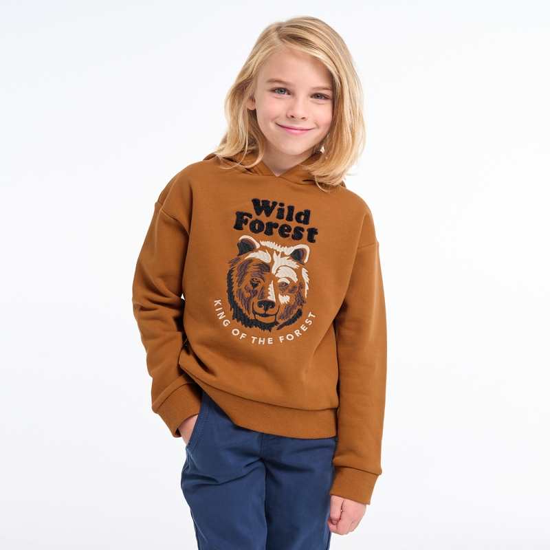 Sweat-shirt à capuche motif tigre orange garçon