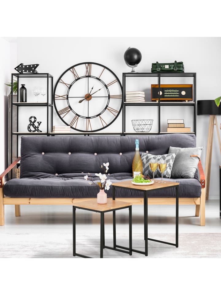 relaxdays 2 x Beistelltisch in Hellbraun/ Schwarz günstig kaufen onesize