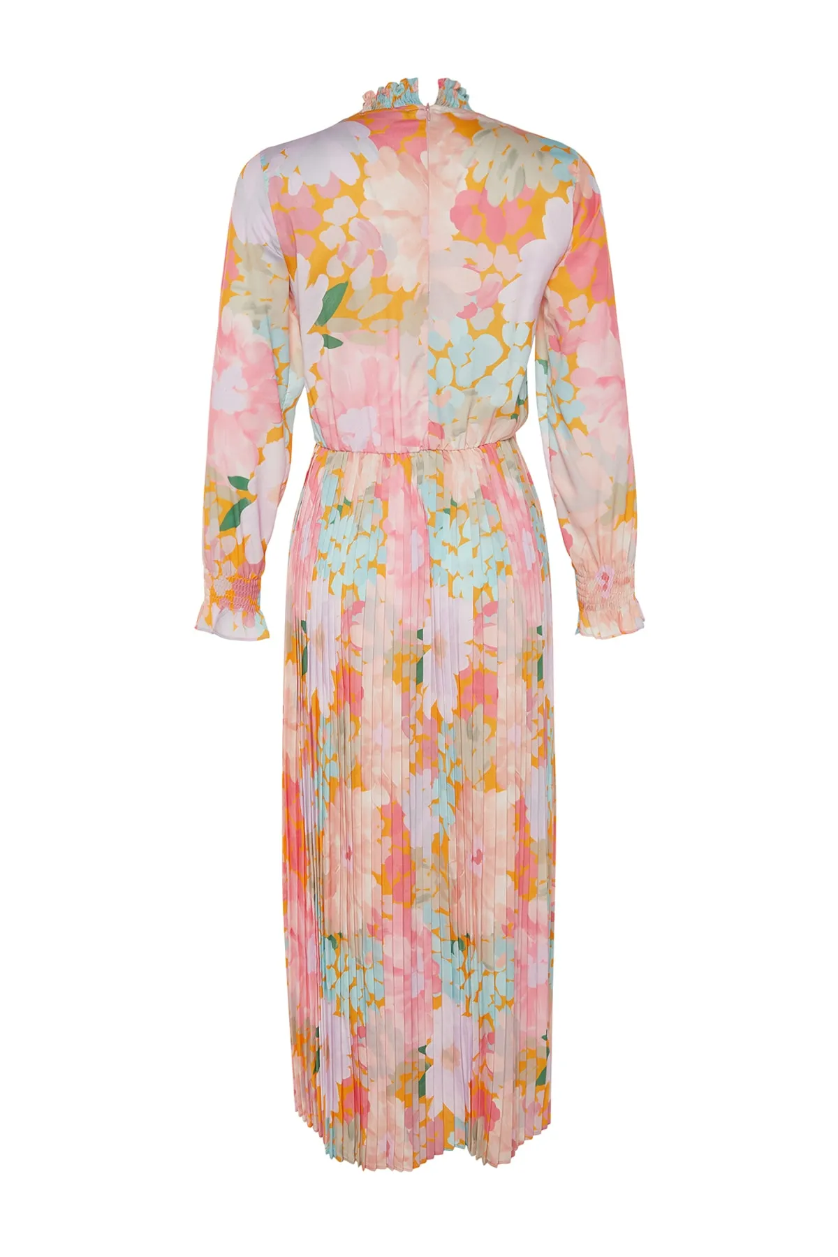 Trendyol Modest  Rosa, mehrfarbiger Rock, plissiertes, gewebtes Blumenkleid TCTAW23EB00260