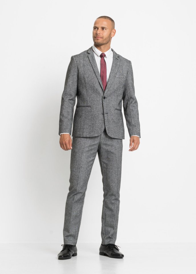 Anzug (4-tlg.Set): Sakko, Hose, Hemd, Krawatte, Slim Fit