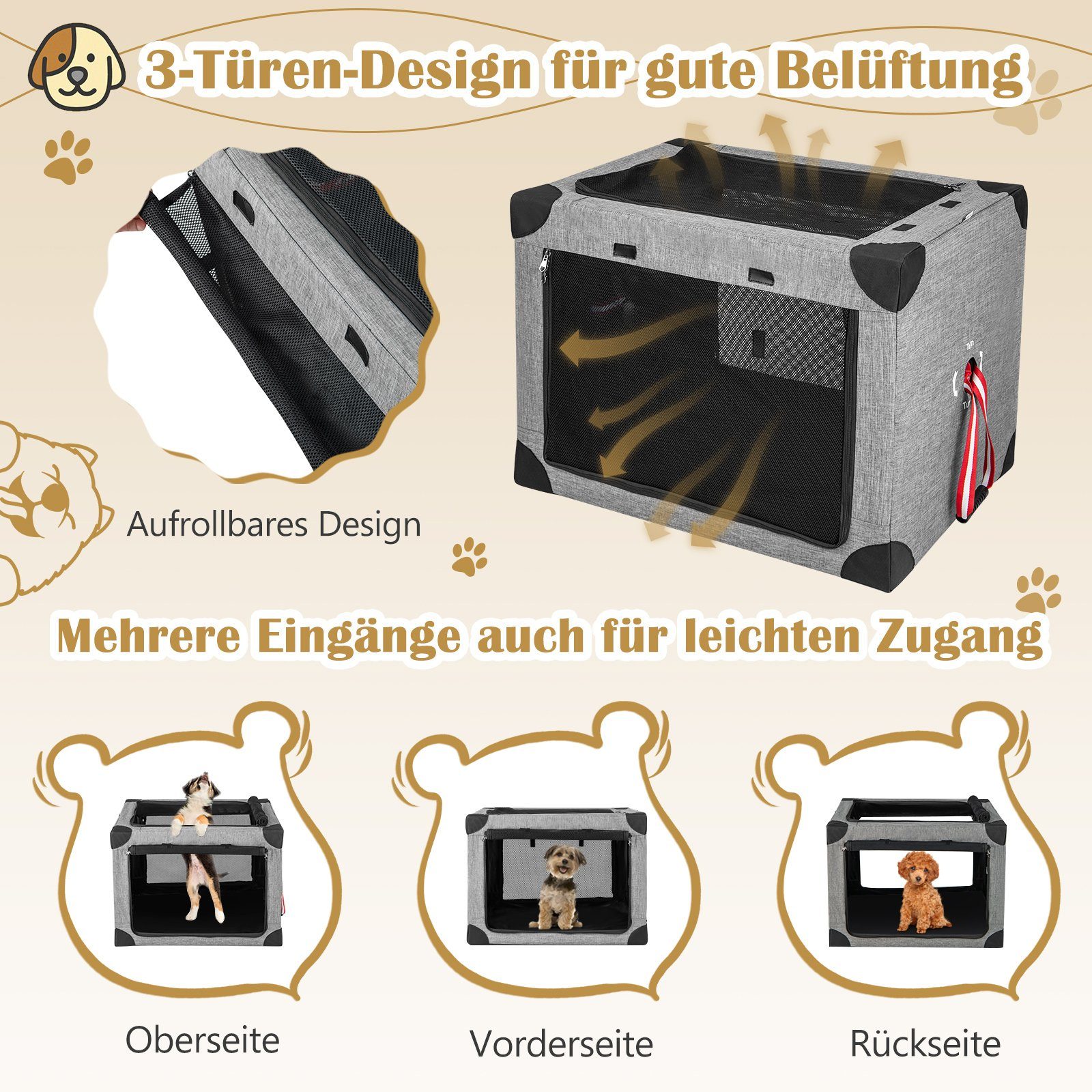 COSTWAY Tiertransporttasche Hundebox bis 15,00 kg, M bis 15 kg