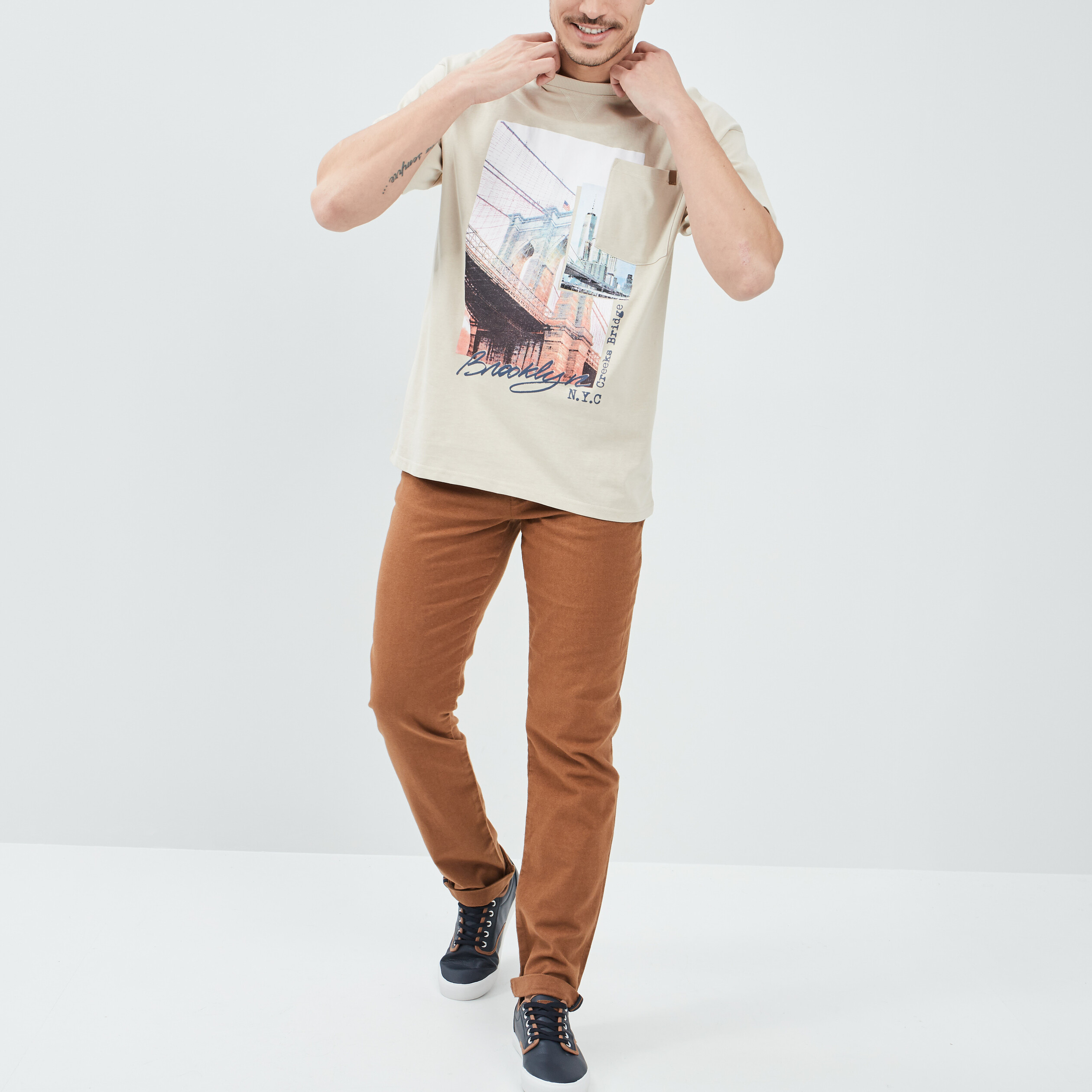 T-shirt manches courtes ivoire homme | La Halle