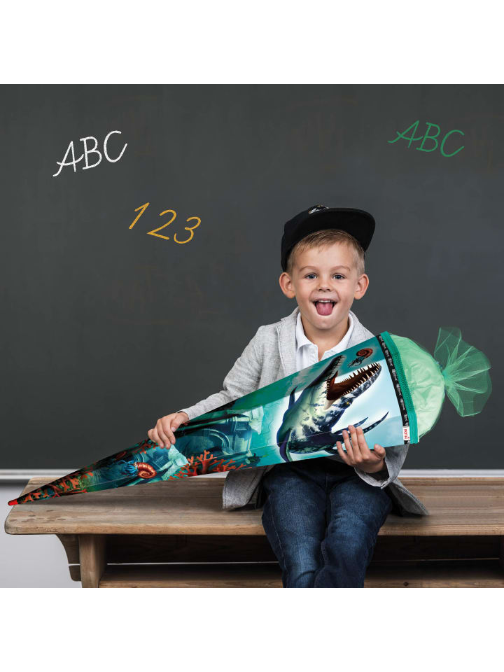 ROTH Schultüte groß Dino Mosasaurus 85 cm, Spezialborte in Grün günstig kaufen onesize