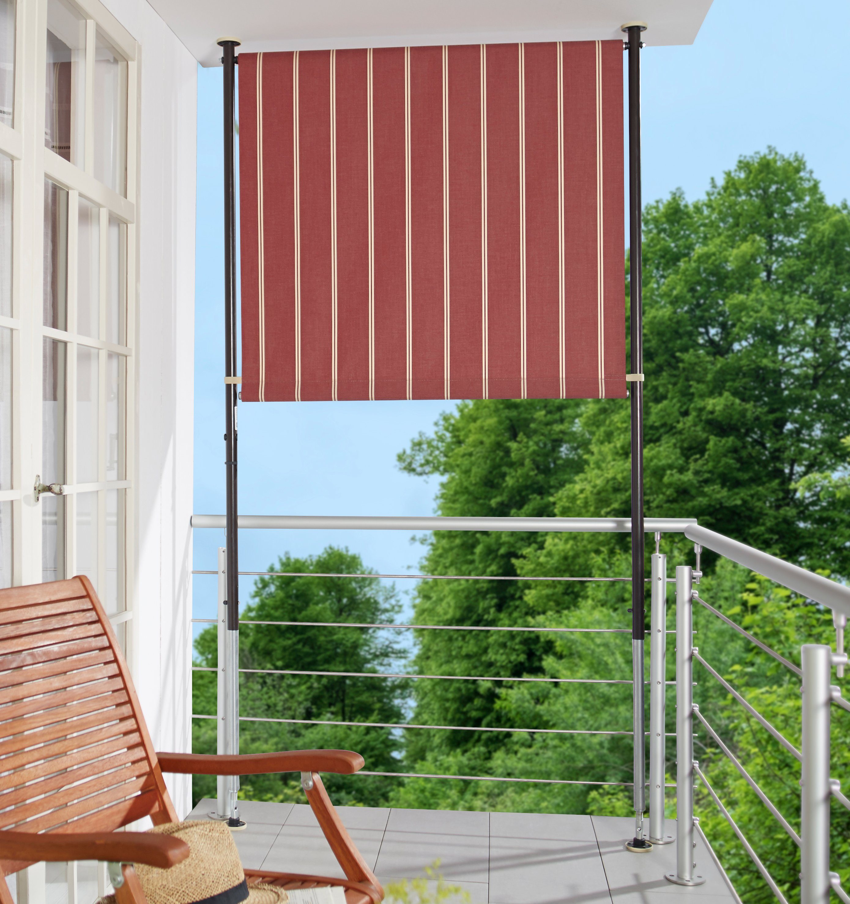 Angerer Freizeitmöbel Klemm-Senkrechtmarkise weinrot/weiß, BxH: 150x225 cm