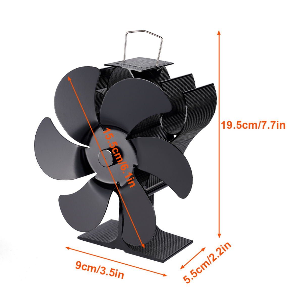 meeteu Kaminventilator Kaminventilator 6 Flügel Ofenventilator Kaminofen Ventilator, Stromloser Lüfter Fan für Holz, Brennholz, Feuerstelle, Ofenrohr